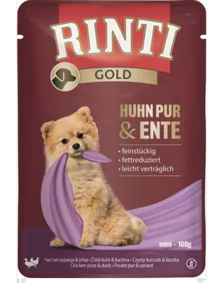 RINTI Chicken Pure&amp;Duck Mini plic hrana caine pui si rata 100 g