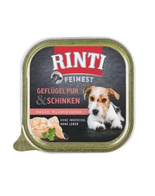 RINTI Feinest Poultry Pure&amp;Ham tava mancare pasare si sunca 150 g pentru caini