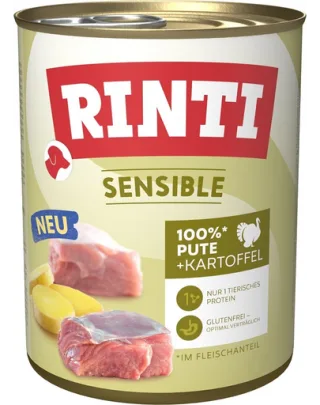 RINTI Sensible pentru caini sensibili 800g curcan si cartofi
