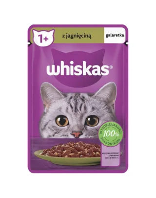 Hrană umedă pisici adulte în gelatină WHISKAS plic 85 g cu miel