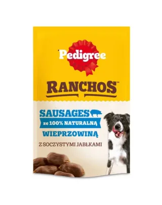 Recompense câini naturale cu porc PEDIGREE Ranchos Sausages 60 g fără cereale