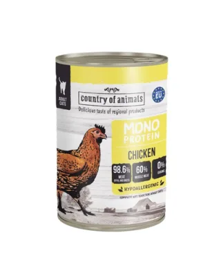 COUNTRY OF ANIMALS hrană umedă monoproteică cu pui pentru pisici 400 g