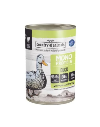 COUNTRY OF ANIMALS hrană umedă monoproteică cu rață pentru pisici 400 g
