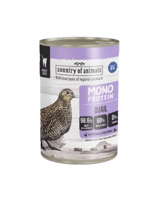 COUNTRY OF ANIMALS hrană umedă monoproteică cu prepeliță pentru pisici 400 g