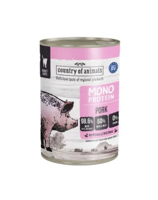 COUNTRY OF ANIMALS hrană umedă monoproteică cu porc pentru pisici 400 g