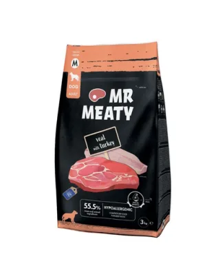 Hrană uscată câini adulți digestie sensibilă vițel și curcan MR MEATY 3kg