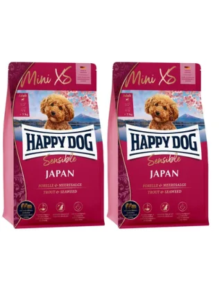 HAPPY DOG MiniXS Japan cu pui si pastrav 2,6 kg (2 x 1,3 kg) hrana uscata caini talie mica