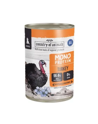 COUNTRY OF ANIMALS hrană umedă monoproteică cu curcan pentru căţei 400 g