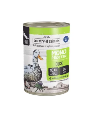 COUNTRY OF ANIMALS hrană umedă monoproteică cu rață pentru câini 400 g