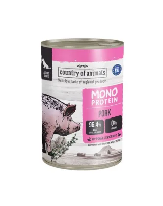 COUNTRY OF ANIMALS hrană umedă monoproteică cu porc pentru câini 400 g