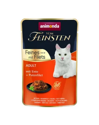 ANIMONDA Vom Feinsten Fines Adult hrană umedă pentru pisici cu rață și file de curcan 85 g