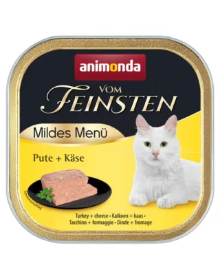 ANIMONDA Vom Feinsten Mild Menü hrană umedă tip pate pentru pisici cu curcan și brânză 100 g