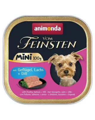 ANIMONDA Vom Feinsten Mini hrană umedă pentru câini de talie mică cu pasăre, somon și mărar 100 g