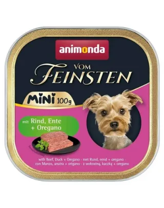 ANIMONDA Vom Feinsten Mini hrană umedă pentru câini de talie mică cu vită, rață și oregano 100 g