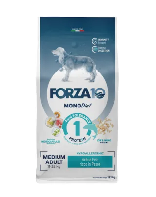 FORZA10 Medium Diet hrana uscata hipoalergenica caini adulti de rase medii, cu peste 12 kg