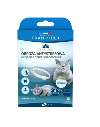 FRANCODEX Zgarda antistres pentru pisici si pisoi cu iarba pisicii 35 cm