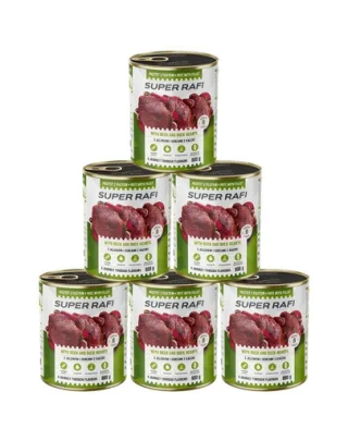 RAFI Super pate cu cerb și inimi de rață pentru câini adulți 6x800 g