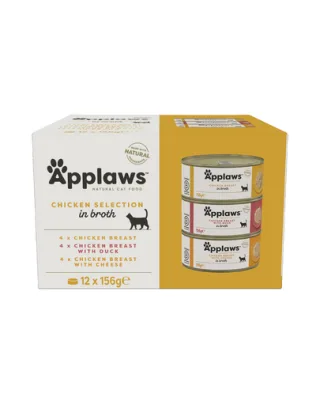 APPLAWS Applaws Cat Tin 12x156g Conserva hrana umeda pisici, Selectie pui in supa