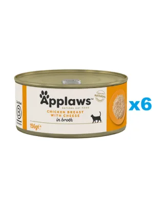 APPLAWS Cat Adult Chicken Breast with Cheese in Broth 6x156 g set conserve pentru pisici, piept pui cu branza