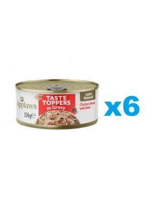 APPLAWS Taste Toppers Set hrana umeda caine, cu piept de pui si carne de vita in aspic 6x156 g