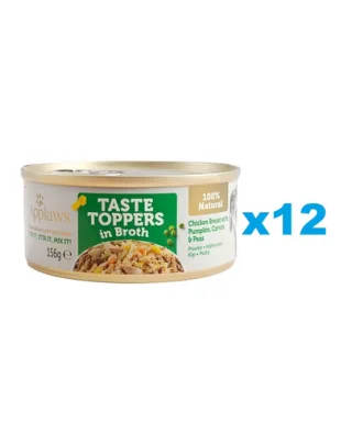 APPLAWS Taste Toppers Hrana umeda caini, Piept de pui, dovleac, mazare in sos 12x156 g