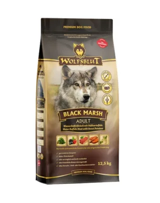 WOLFSBLUT Black Marsh Adult Sac hrana caine adult, cu bivol si cartofi dulci 12,5 kg