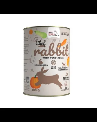 SYTA MICHA Chef Monoprotein cu iepure și legume 400 g hrană umedă pentru câini