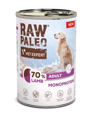RAW PALEO Monoprotein Adult cu miel 400 g hrană umedă pentru câini