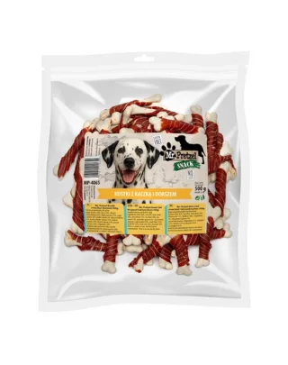 MR. PRETZEL Cuburi cu rață și cod 500 g recompense pentru câini