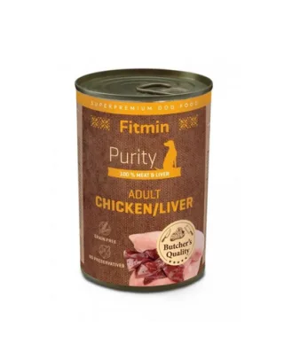 FITMIN Purity Adult cu pui și ficat 400 g hrană umedă pentru câini