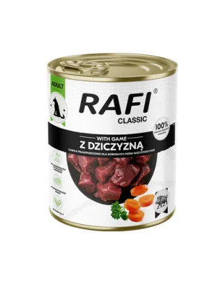RAFI Classic cu vânat 800 g hrană umedă pentru câini adulți