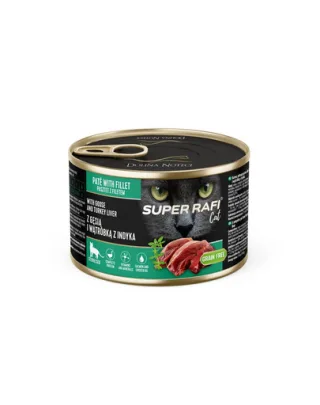 SUPER RAFI Cat cu rață și ficat de curcan 185 g pentru pisici sterilizate
