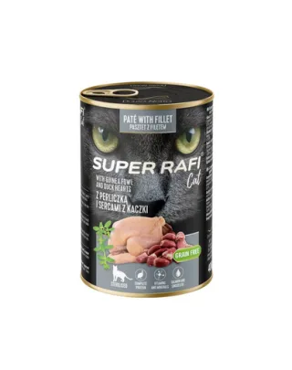 SUPER RAFI Cat cu bibilică și inimi de rață 400 g pentru pisici sterilizate