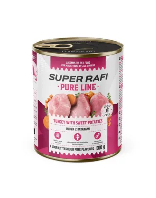 SUPER RAFI Pure Line curcan și cartofi dulci 800 g hrană câini adulți