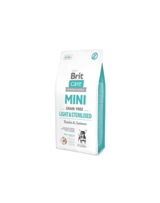 BRIT Care Grain Free Mini Light&amp;Sterilised hrana uscata caini adulti talie mica cu tendinta de ingrasare, somon si iepure 2 kg