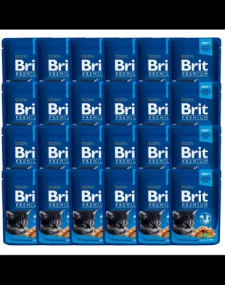 BRIT Premium Kitten set hrana umeda pisici junior, cu pui 24 x 100 g
