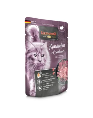 LEONARDO Finest Selection hrana umeda pentru pisici, cu iepure si merisoare 85 g