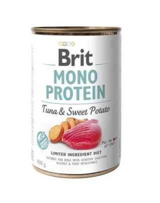 BRIT Mono Protein Tuna &amp; Sweet Potato 400 g Conserva de hrana pentru caine, cu ton si cartofi dulci