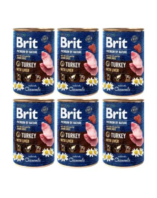 BRIT Premium by Nature Junior Turkey and liver 6x400 g set hrana umeda catelusi, curcan si ficat