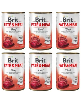 BRIT Pate&amp;Meat Beef 6x400 g pate cu vita pentru caini