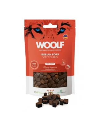 WOOLF Soft Cubes Iberian Pork Monoprotein 100g cuburi moi de porc pentru caini