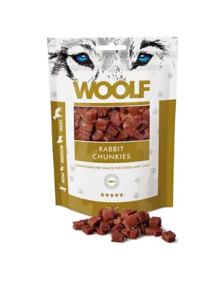 WOOLF Rabbit Chunkies 100g recompensa pisici si caini, bucati iepure