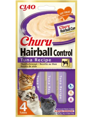 INABA Churu Hairball Tuna 4x14 g piure ton pentru pisici