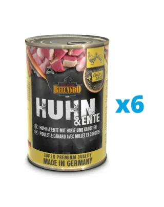 BELCANDO Super Premium hrana umeda pentru caini, pui si rata cu mei si morcovi 6x400 g