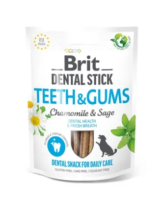 BRIT Dental Stick Teeth and Gums cu mușețel și salvie 251 g recompense dentare pentru câini ce susțin sănătatea dinților și gingiilor