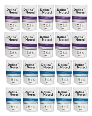 DOLINA NOTECI Premium Mix păstrăv și iepure 20x500 g hrană umedă pentru câini adulți