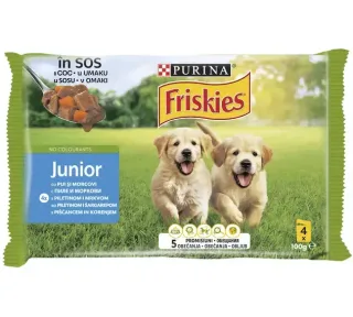 Friskies Dog Junior Plic Pui&amp;Morcov 4X100 g