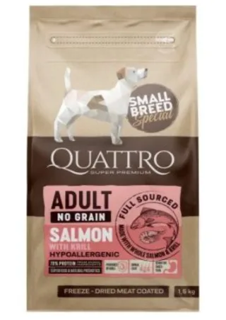 Quattro Dog Small Breed No Grain Adult Somon/Krill 1,5 kg