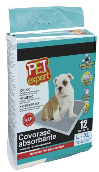 Pet Expert Covor Absorbant L/XL Carbon 60 X 75 cm/ 12 Buc