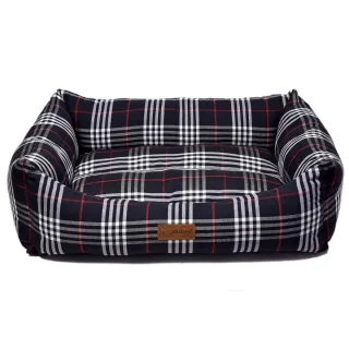 4DOG Deluxe Danish, pat dreptunghiular câini, bumbac, ortopedic, negru, XS-S(50x38x19cm)